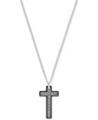 Swarovski Men's Stainless Steel And Gunmetal Pvd Crystal Cross Pendant Necklace