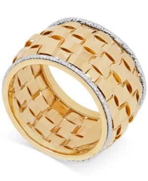 Two-tone Basket Weave Ring In 14k Gold And White Gold