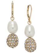 Charter Club Gold-tone Imitation Pearl Crystal Drop Earrings, Only At Macy's
