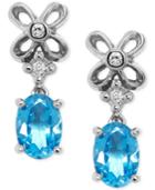 Blue Topaz (7/8 Ct. T.w.) And Diamond Accent Drop Earrings In Sterling Silver