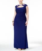 Betsy & Adam Plus Size Cutout Ruched Gown