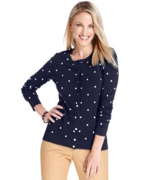 Charter Club Petite Polka-dot Cardigan