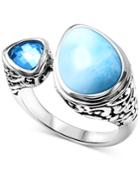 Marahlago Larimar & Blue Topaz (3/4 Ct. T.w.) Cuff Ring In Sterling Silver