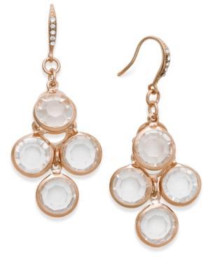 Charter Club Rose Gold-tone Crystal Stone Chandelier Earrings