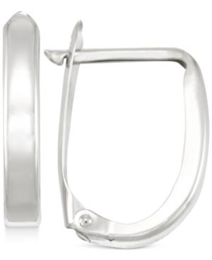 Polished U-hoop Earrings In 10k White Gold