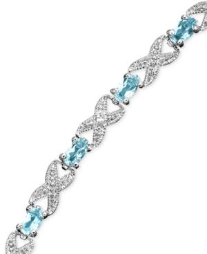 Victoria Townsend Sterling Silver Bracelet, Blue Topaz (3 Ct. T.w.) And Diamond Accent