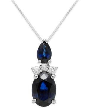Sapphire (1-1/3 Ct. T.w.) And Diamond Accent Pendant Necklace In 14k White Gold