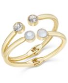 Inc International Concepts Gold-tone White Stone And Crystal Hinge Bracelet