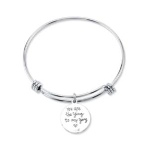 Unwritten You Are The Ying To My Yang Charm Bangle Bracelet, 8 Length, 2.25 Diameter