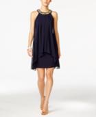 Vince Camuto Bead-trim Chiffon Popover Sheath Dress