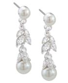 Carolee Earrings, Glass Pearl And Floral Linear Drop Earrings