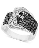 Black And White Diamond Buckle Ring In Sterling Silver (3/4 Ct. T.w.)