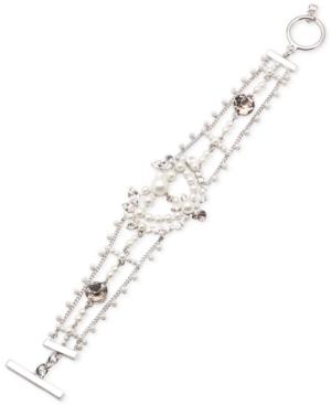 Givenchy Silver-tone Imitation Pearl And Crystal Multi-layer Bracelet