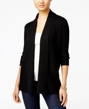 Jm Collection Petite Open-front Ribbed Duster Cardigan, Only At Macy's