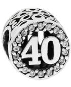 Rhona Sutton Cubic Zirconia Birthday Bead Charms In Sterling Silver