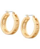 T Tahari Gold-tone Patterned Hoop Earrings