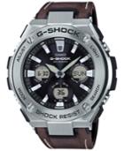 G-shock Men's Solar Analog-digital Brown Faux Leather Strap Watch 59mm Gsts130l-1a
