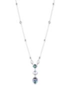 Judith Jack Sterling Silver Marcasite And Abalone And Crystal Long Length Lariat Necklace