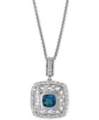 Effy London Blue Topaz (1-1/4 Ct. T.w.) And White Sapphire (1/2 Ct. T.w.) Pendant Necklace In Sterling Silver