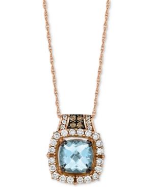Le Vian Aquamarine (1-1/4 Ct. T.w.) & Diamond (3/8 Ct. T.w.) 18 Pendant Necklace In 14k Rose Gold
