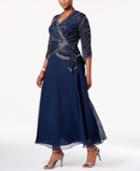 J Kara Plus-size Embellished V-neck Gown