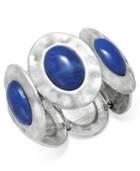 Inc International Concepts Silver-tone Large Blue Stone Stretch Bracelet, Only At Macy's