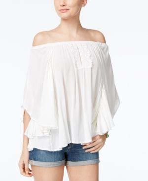 Volcom Juniors' Red Eye Crochet-trim Off-the-shoulder Top
