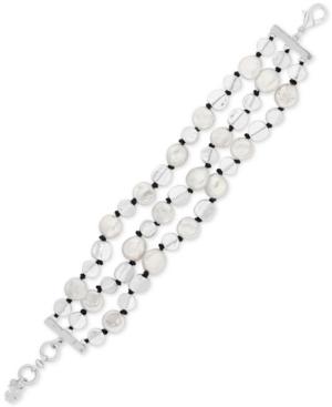 Lucky Brand Silver-tone Imitation Pearl Multi-strand Bracelet