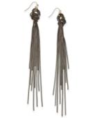 Thalia Sodi Extra Large Gold-tone Black Knotted Chain Linear Earrings, 5.75, Created For Macy's