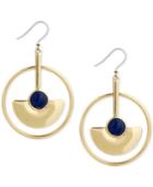 Lucky Brand Gold-tone Blue Stone Circle Drop Earrings