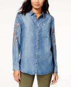 Free Heart Cotton Cameron Embroidered Chambray Shirt