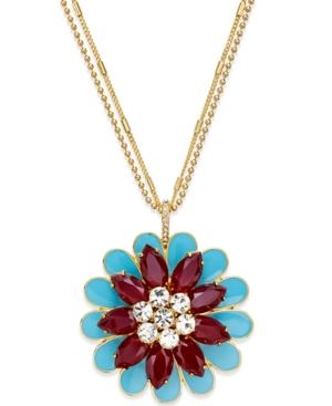 Kate Spade New York Gold-tone Multicolored Flower Pendant Necklace