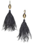 Kate Spade New York Gold-tone Pave Penguin & Feather Tassel Drop Earrings