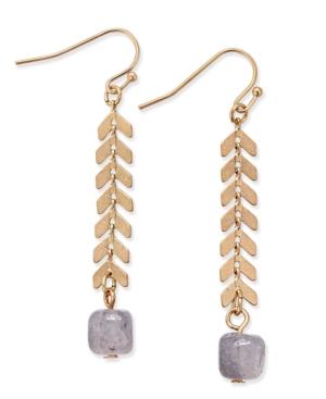 Inc International Concepts Gray Beaded Leaf Linear Earring, Only At Macy's