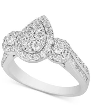 Teardrop Cluster Engagement Ring (1 Ct. T.w.) In 14k White Gold