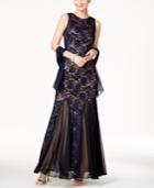 Alex Evenings Sequined Lace Mermaid Gown
