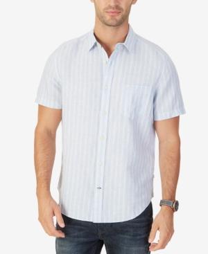 Nautica Men's Classic-fit Linen-blend Striped Shirt