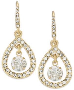 Abs By Allen Schwartz Earrings, Gold-tone Pave Crystal Small Teardrop Earrings