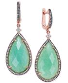 Paul & Pitu Naturally Rose Gold-tone Green Aventurine Teardrop Drop Earrings