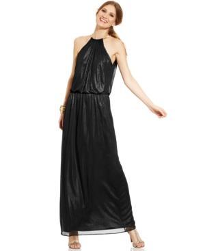 Msk Blouson Shimmer Halter Gown