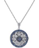 Sapphire (1-1/4 Ct. T.w.) And Diamond (1/10 Ct. T.w.) Decorative Locket Necklace In Sterling Silver