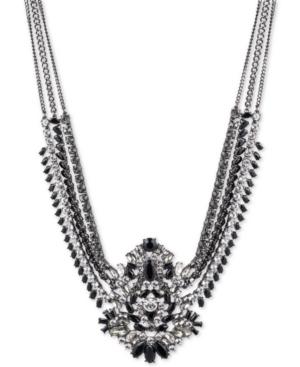 Givenchy Hematite-tone Crystal Cluster Swag Collar Necklace