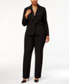 Tahari Asl Plus Size Ruffled Three-button Pantsuit