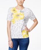 Alfred Dunner Petite Printed Sequin Top