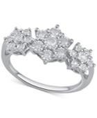 Diamond Triple Cluster Ring (1/4 Ct. T.w.) In Sterling Silver