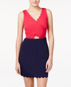 Teeze Me Juniors' Scalloped Colorblocked Bodycon Dress
