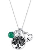 Unwritten Family Tree Charm Pendant Necklace In Sterling Silver-plated Brass