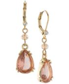 Carolee Gold-tone Pink Stone Drop Earrings