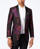 Tallia Men's Slim-fit Black/purple/red Floral-print Dinner Jacket