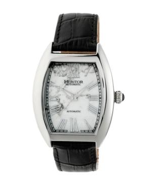Heritor Automatic Baron Silver & White Leather Watches 40mm